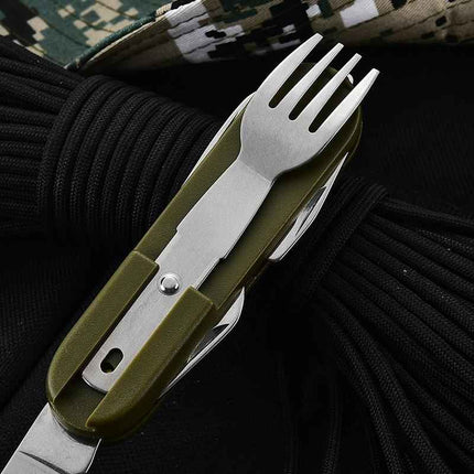 Camping can be split multi-functional folding knife, fork and spoon combination tableware portable outdoor three-piece tableware set