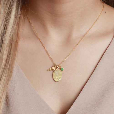 Collana con Impronta Digitale e Pietra Natale | Gioiello Personalizzato - OrizonShop