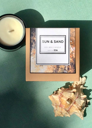 Candela Profumata Sun + Sand Cera Soia - Candela Artigianale Fiori Bianchi Agrumi