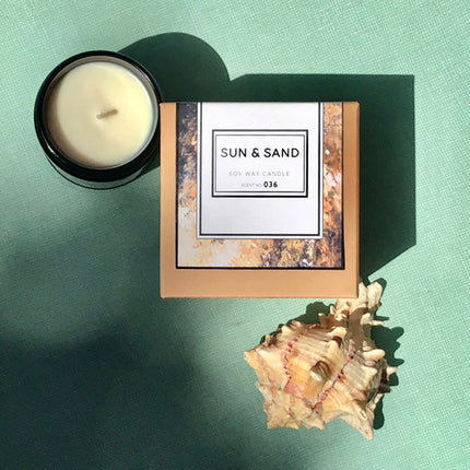 Scented Candle Sun + Sand Soy Wax - Handmade White Flowers Citrus Candle