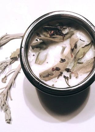 Candela Aromaterapia Lavanda Salvia Bianca Cera Soia - Purificante Rilassante - OrizonShop