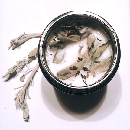 Candela Aromaterapia Lavanda Salvia Bianca Cera Soia - Purificante Rilassante - OrizonShop