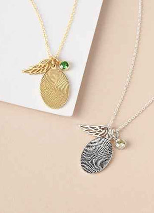 Collana con Impronta Digitale e Pietra Natale | Gioiello Personalizzato - OrizonShop