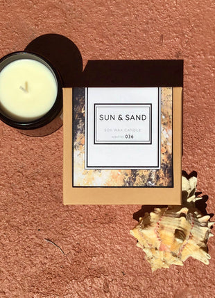 Candela Profumata Sun + Sand Cera Soia - Candela Artigianale Fiori Bianchi Agrumi