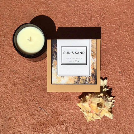 Scented Candle Sun + Sand Soy Wax - Handmade White Flowers Citrus Candle