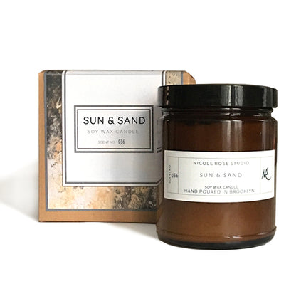 Scented Candle Sun + Sand Soy Wax - Handmade White Flowers Citrus Candle