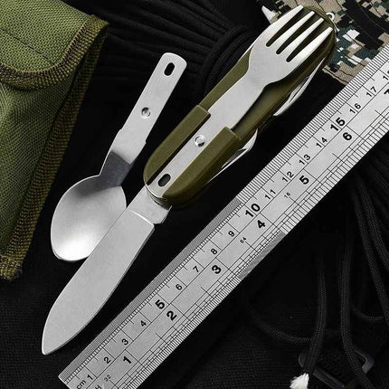 Camping can be split multi-functional folding knife, fork and spoon combination tableware portable outdoor three-piece tableware set