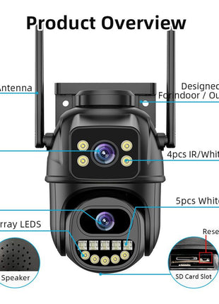 FFOrder 8Mp Dual Lens Wifi Wired Power Security Cameras Outdoor Waterproof - OrizonShop