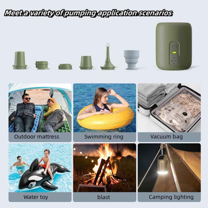 Outdoor multi-functional portable electric mini with lighting with light lithium air cushion wireless pump