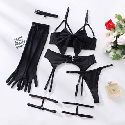 FFOrder Sexy Lingerie Bow Garter Temptation Set