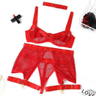 FFOrder Mesh Splicing With Halter Neck Waist Closure Four-Piece Sexy Lingerie